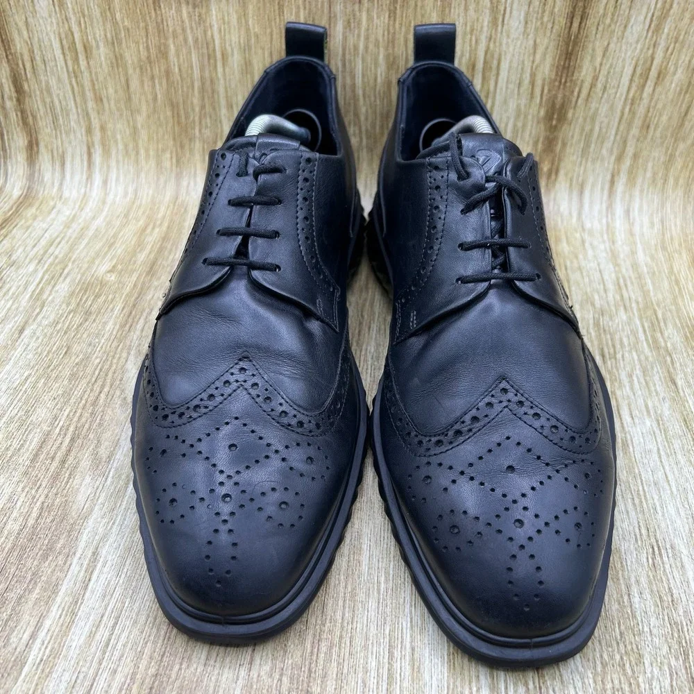 ECCO Vitrus ST.1 Hybrid Wingtip Oxford Men's 11 Black Leather Brogue Dress Shoes